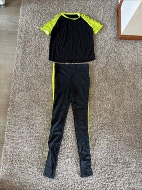 Weissman Neon Green and Black Dance Costume